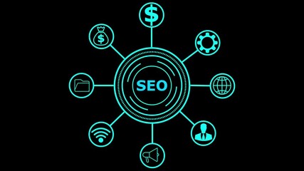 Business, Technology, Internet and network concept. SEO Search engine optimization transparent background 4K VIDEO information, insight marketing network service smart solution 4k..