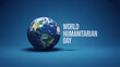 © PrimeVisuals - Conceptual image of planet earth with the text world humanitarian day on a blue background