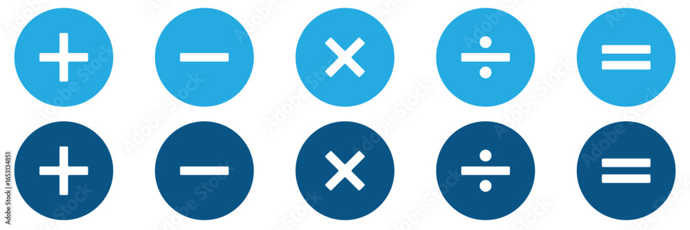 Plus, minus, multiply, divide, equal sign icons vector illustration ...