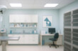 © ATRPhoto - Modern veterinary clinic interior with exam table and equipment, clean bright animal hospital, pet healthcare concept, blurred background for copy space, professional vet office design