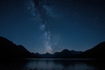 Wall Mural - a tranquil night over the mountains, where stars twinkle like diamonds against a deep blue canvas