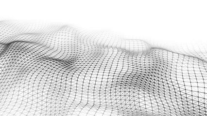 Wall Mural - Geometric shapes. A wave smoothly dissolving into a light background. 3D rendering.