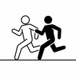 © SnapArtStock - Two stick figures running side by side in opposite colors on a white background