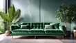 © Vaughn - sleek sofa background with a touch of greenery symbolizing modern elegance and serenity in home decor