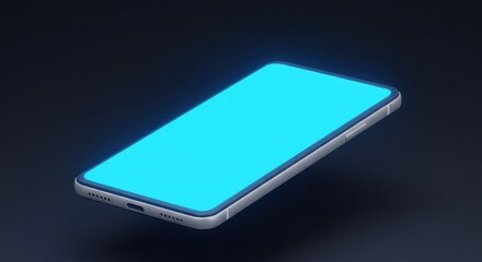 Sleek smartphone with vibrant blue screen beckons app developers and tech enthusiasts, perfect for modern tech demos and UI mockups on dark background