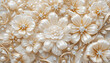 © Evi - Luxurious 3D floral background with pearlescent flowers gold and diamonds.