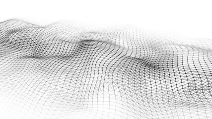 Geometric shapes. A wave smoothly dissolving into a light background. 3D rendering.