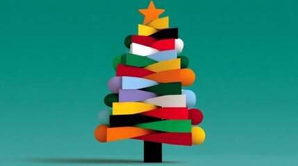 Wall Mural - a colorful christmas tree made of balls. the balls are of different colors and sizes. the tree is ta