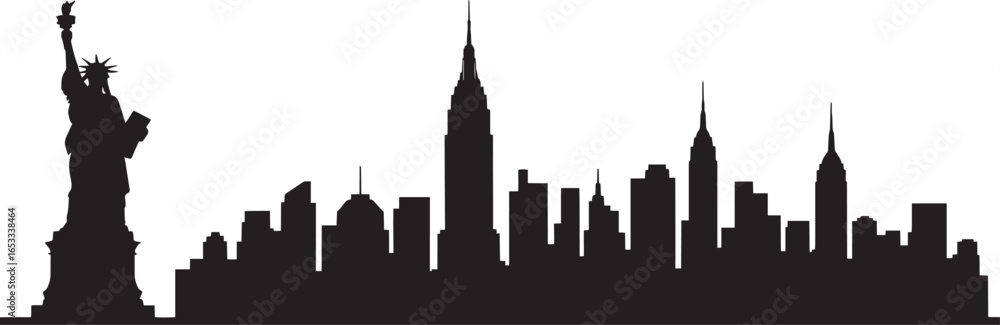 New York City Skyline Silhouette Vector Art USA Landmark Urban ...