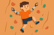 © NoblePix - Boy with Prosthetic Arms Rock Climbing Flat Illustration Inclusive