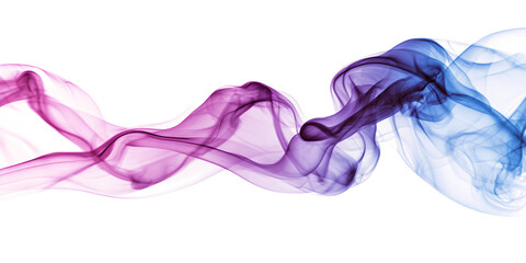 Canvas Print - wave of blue and purple smoke on white or transparent background. design element. gradient. colored 