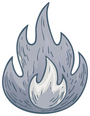 Wall Mural - Stylized Gray Fire with White Embers for Campfire Illustration or Fantasy Designs