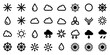 © Akken - Assortment of Weather Icons Including Sun, Clouds, Raindrops, and Snowflakes symbol