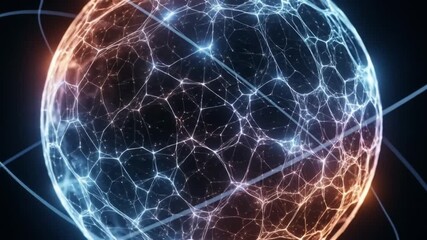 Abstract sphere with glowing network patterns, depicting complex interconnectedness.