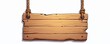 © Viktor - Cartoon wooden hanging sign with empty space for text, isolated on white background. Vintage plank board with rope attached, suitable for messages or decoration. Rustic design.