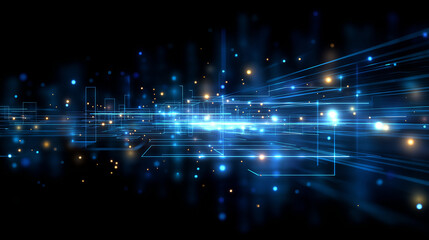 Wall Mural - digital luminescence: abstract digital landscape of glowing lights and lines, creating a futuristic 