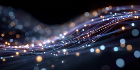 Canvas Print - digital flow: an abstract depiction of interconnected digital pathways, each luminous with light and