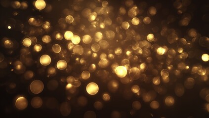 Wall Mural - Golden bokeh particles on dark background