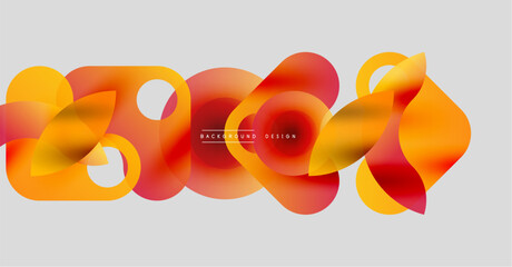 Wall Mural - Abstract fluid shapes, vibrant orange hues, layered design. Modern background with smooth gradients, dynamic composition.