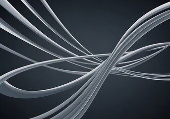 Dynamic abstract white curves on dark background conveying movement and technology