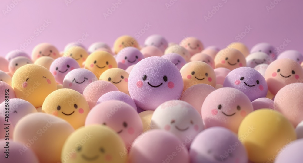 Happy Colorful Balls, Positive Vibe, Cute Emoji Design, Joyful Mood, Adorable Characters