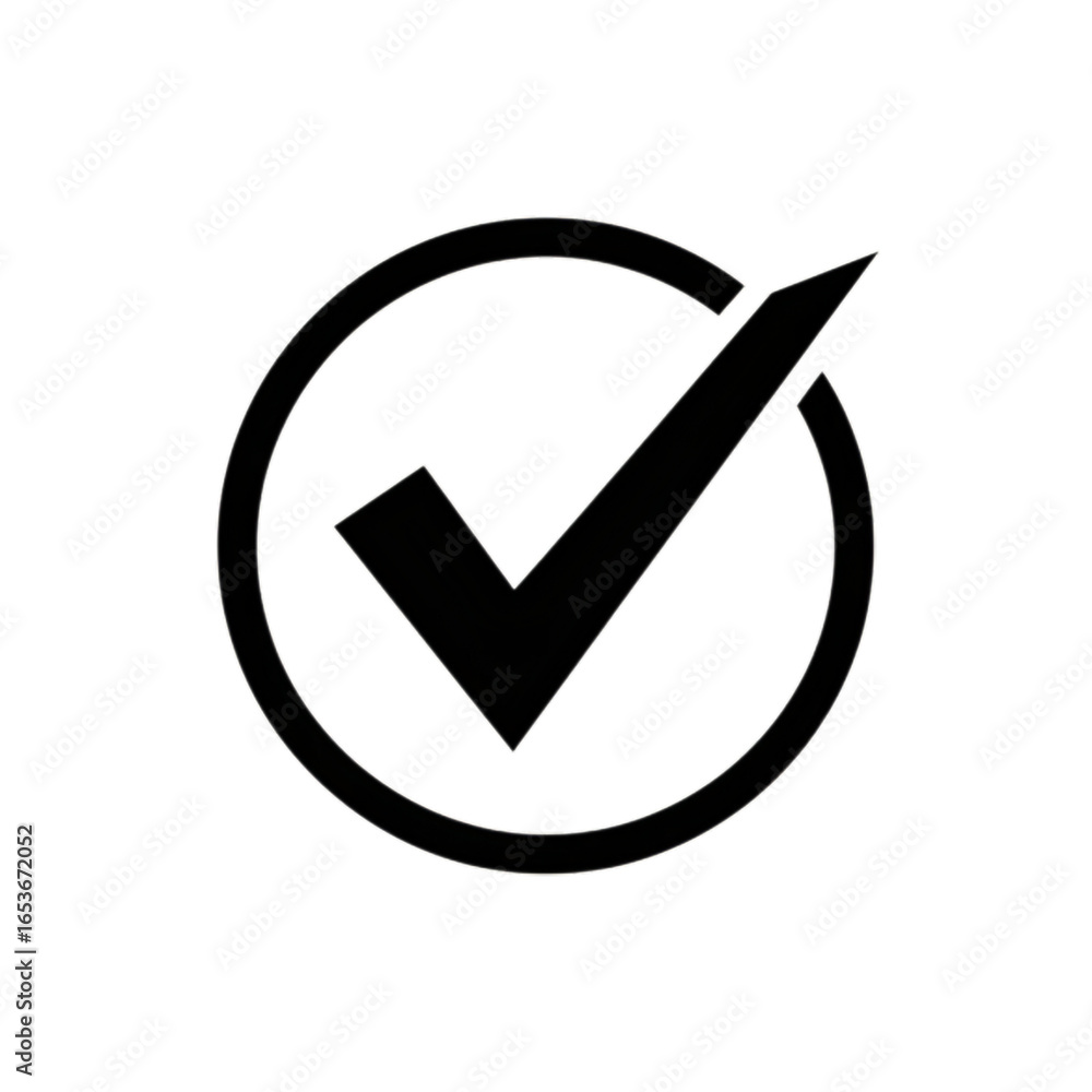 Outline of a check mark inside a circle tick correct isolated on a ...