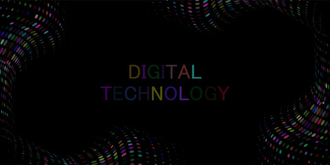 Wall Mural - Digital technology speed connects black background, cyber nano information, abstract communication, innovation future technology data, internet network connection, AI big data, 3D colorful line point 