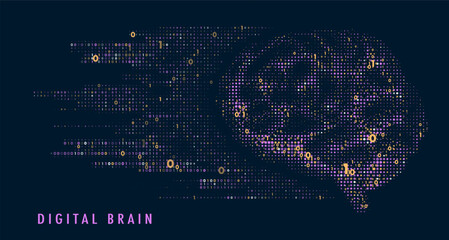 Abstract digital brain connections. Scientific digital computer code. Graphic concept for your design