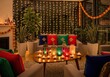 © Shafat - Photo of diwali home decor with lights, candles, and marigold garlands creating a warm and festive atmosphere for the indian holiday celebration