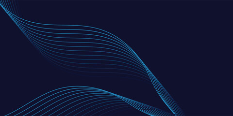Wall Mural - abstract glowing wave lines on dark blue background. dynamic wave pattern. modern flowing wavy lines