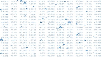 Wall Mural - Concept loop business financial data spreadsheet with slow upwards flying arrows animation.