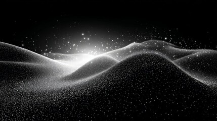 Wall Mural - Abstract Silver Particle Waves Background
