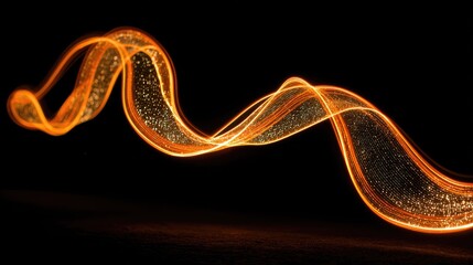 abstract orange light trail curves on black