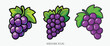 © Divine123victory - Three bunches of purple grapes with green leaves on white background