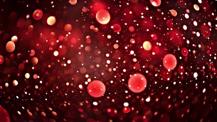 Dynamic Red Bokeh Lights: Abstract Glittering Particle Background with Festive Sparkle