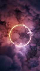 Wall Mural - Abstract Illustration Featuring Glowing Circle And Atmospheric Clouds
