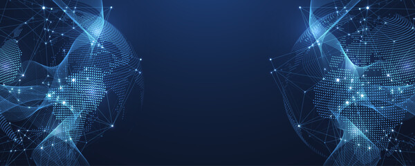 Wall Mural - global network connection concept. big data visualization. social network communication in the globa