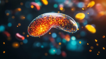 Wall Mural - a stunning digital illustration of a glowing bean-shaped object surrounded by colorful particles. th