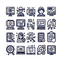 set of coding flat icons