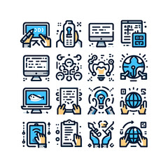set of coding flat icons