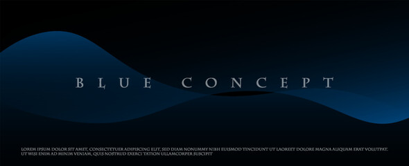 Wall Mural - Modern dark blue abstract horizontal banner background with glowing geometric lines.Suitable for covers, brochures, presentations, flyers. vector