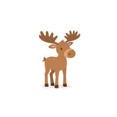 Naklejka na meble Cute cartoon reindeer with nose and antlers separated on white background