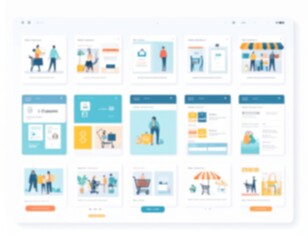 Soft, abstract background of a website interface with blurred illustrations. A modern digital concept for web design, technology, and online services.

