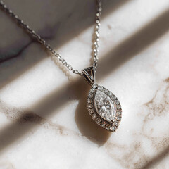 Wall Mural - Diamond Pendant Necklace on Marble Surface