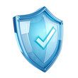 © iconworld - Shiny blue shield with a check mark symbol isolated on transparent background