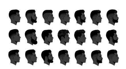 Wall Mural - Diverse Hairstyles and Beard Styles for Men's Profile Views