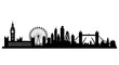 © charli - London England skyline silhouette vector illustration. Panoramic cityscape with famous landmarks for travel and tourism design element.