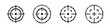 © drawing lines - Aim pixel icons set. Focus target symbol collection. Pixel art.