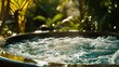 © alexsa - Serene getaway with bubbling hot tub amidst tropical greenery and sunlight