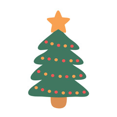 Wall Mural - simple christmas tree decorated isolated vector illustration